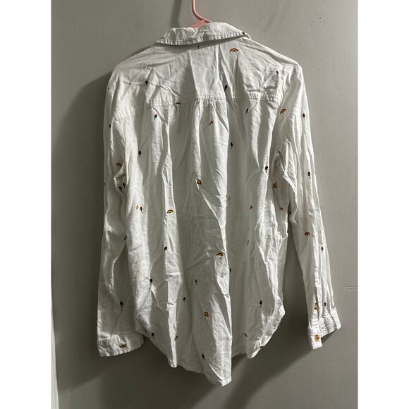 Scott Csoke for Anthropologie Romy Relaxed Button Down Small white rainbow roses - Picture 8 of 8